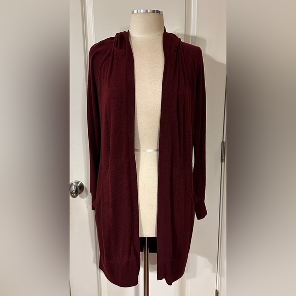 Altar’d State Burgundy Hooded Open Cardigan – Size S - Picture 1 of 3